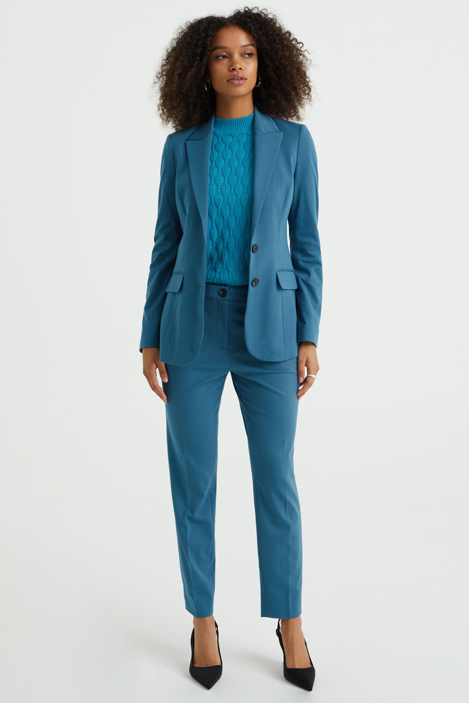 getailleerde jersey-stretch blazer WE Fashion Petrol