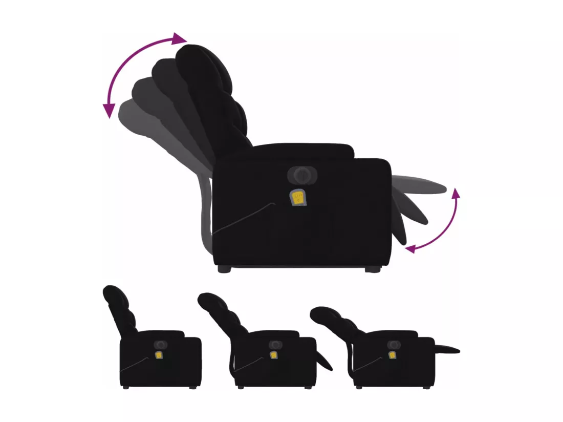 Fauteuil inclinable massant électrique Noir Tissu