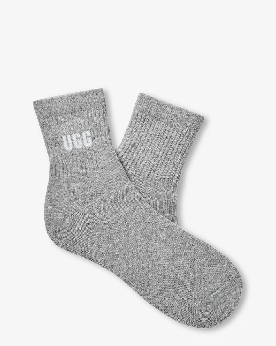 UGG Quinlin Logo Quarter 2 Pack Socks Wit/Grijs Damessokken