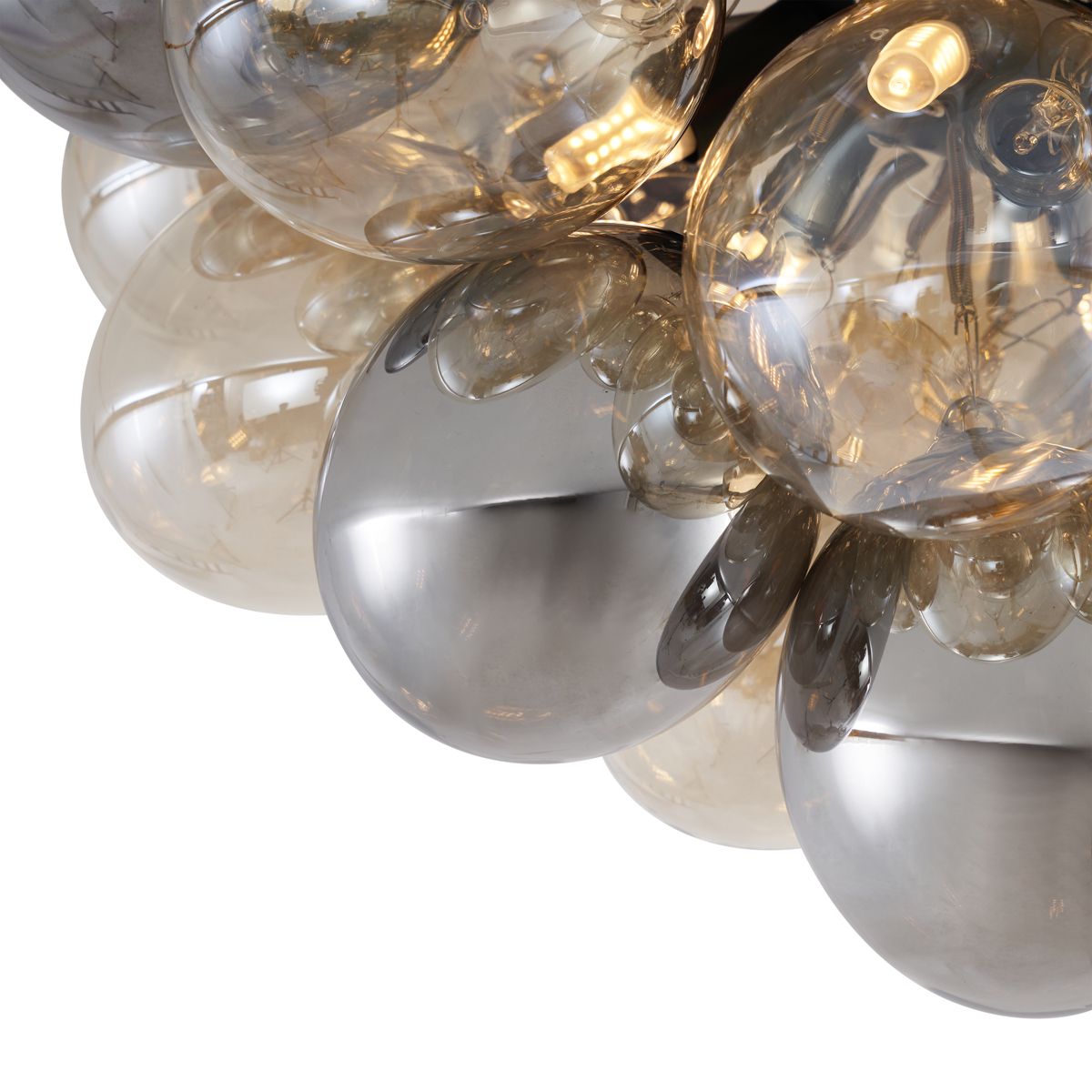 Design plafondlamp zwart met amber en smoke glas 6-lichts - Uvas