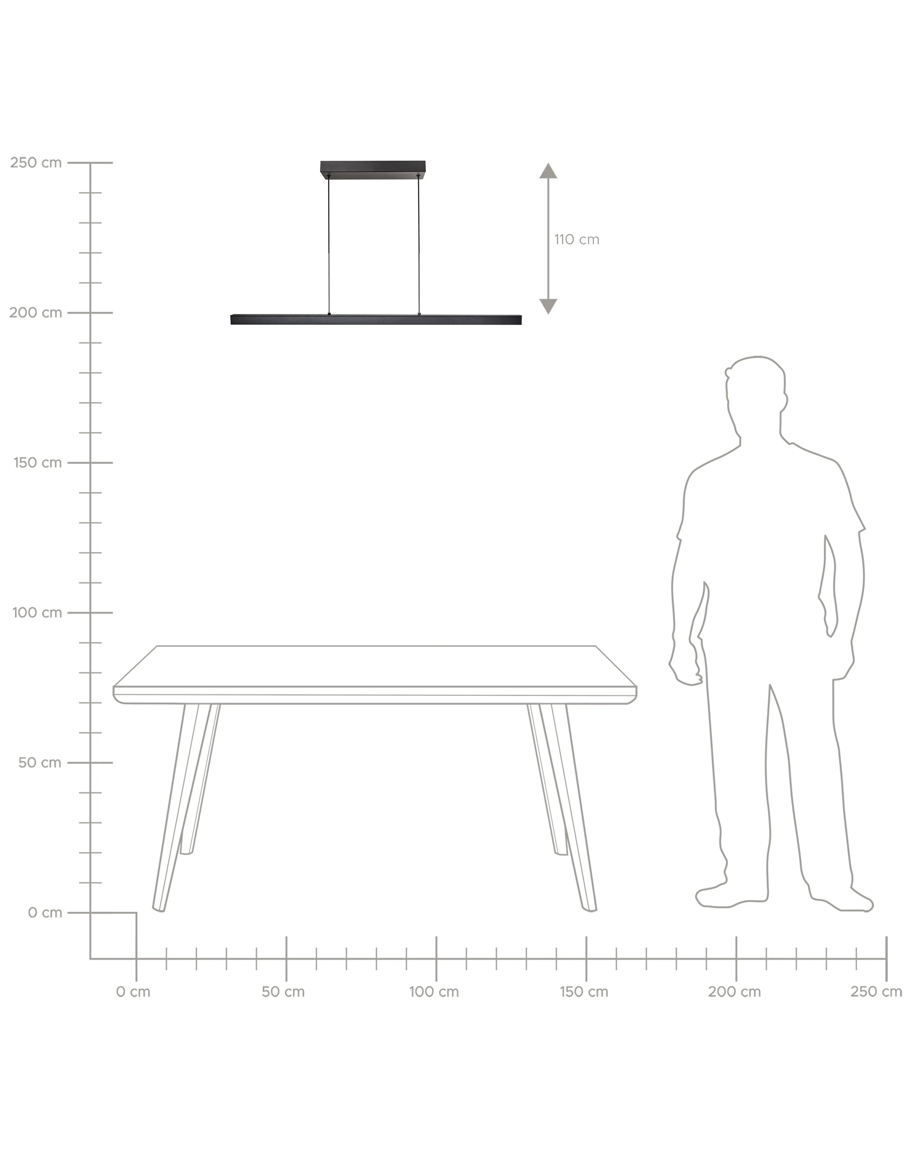 LED hanglamp CANDELERO met afstandsbediening Zwart