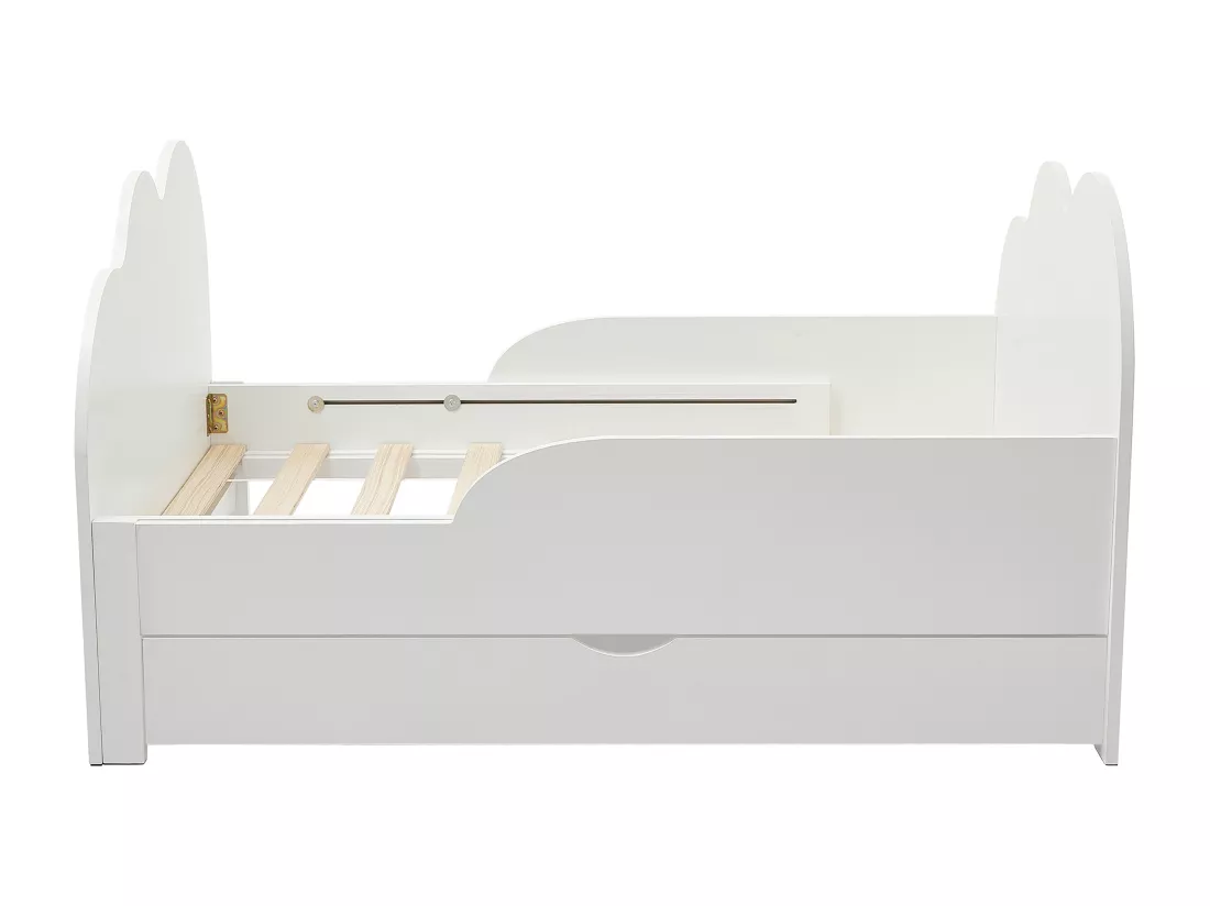 Lit évolutif 90 x 140/170/200 cm avec tiroir - Pin et MDF - Blanc - TEONIA
