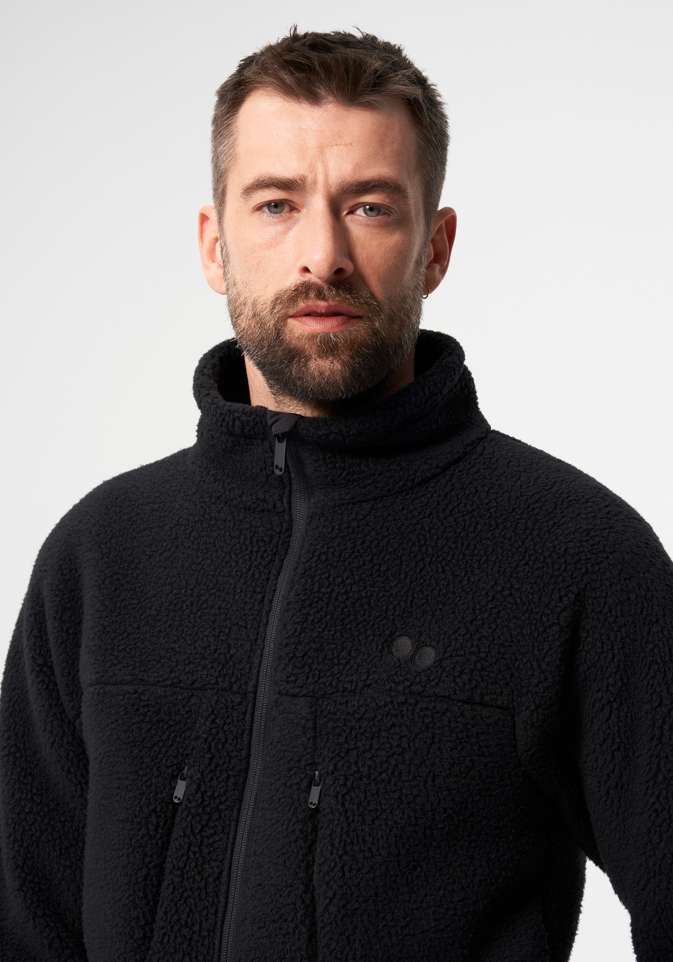 Pinqponq Herren-Fleecejacke Fleece Jacket Peat Black