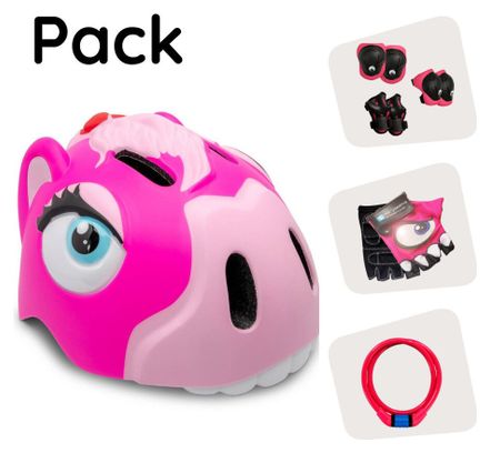 Crazy Safety Poney Rose Set | Casque et protection pour enfants de 2 à 7 ans