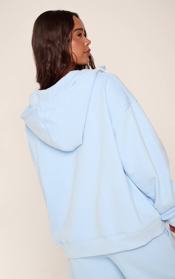 Bleu Clair Sweat À Casynthétiqueche Oversize Col Cheminée Double Zip