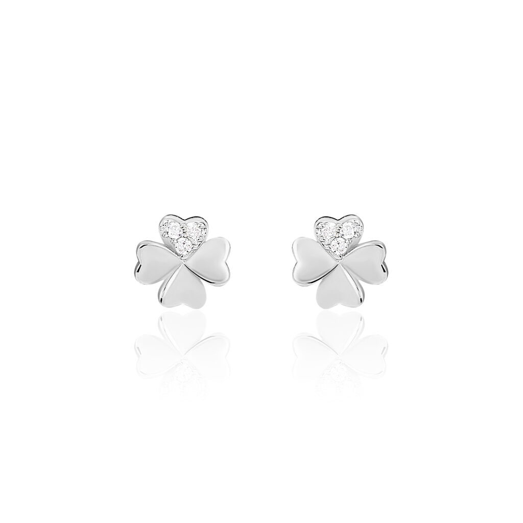 Boucles D'oreilles Puces Luce Argent Blanc Oxyde De Zirconium