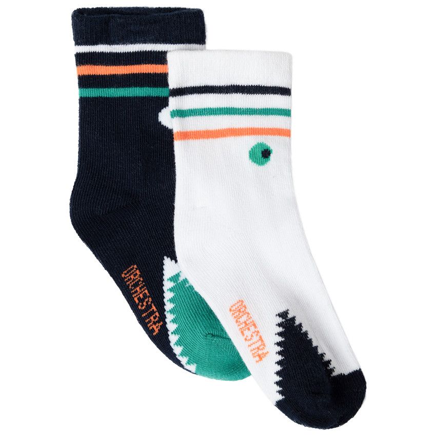 Lot de 2 paires de chaussettes assorties motif crocodile - Bleu marine