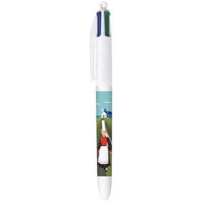 BIC Stylo à Bille 4 Couleurs Original à Pointe Moyenne Rétractable (1,00 mm) - Décors Thématique Bretagne avec 5 décors assortis