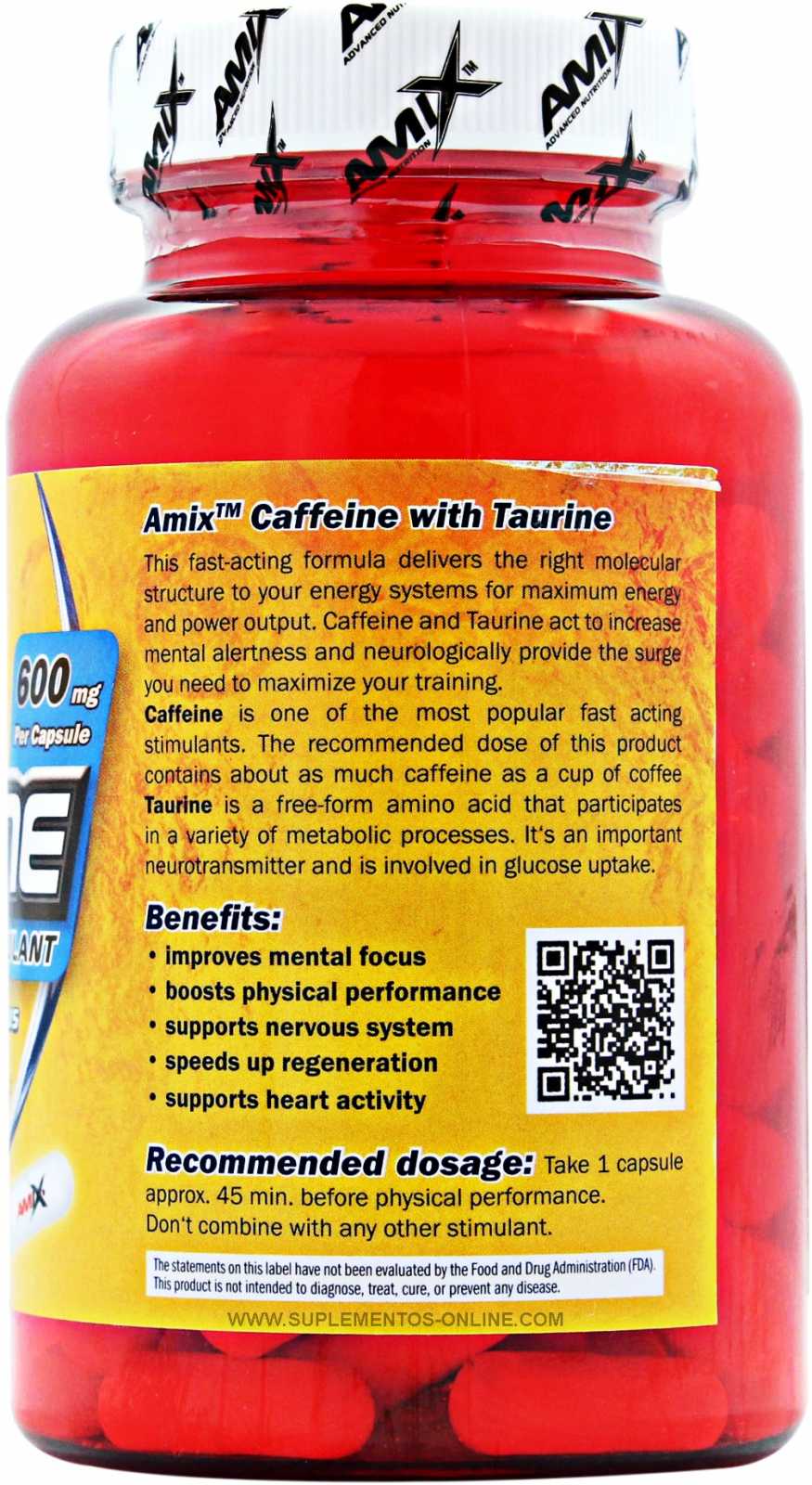 Amix Cafeína com Taurina 90 Cápsulas