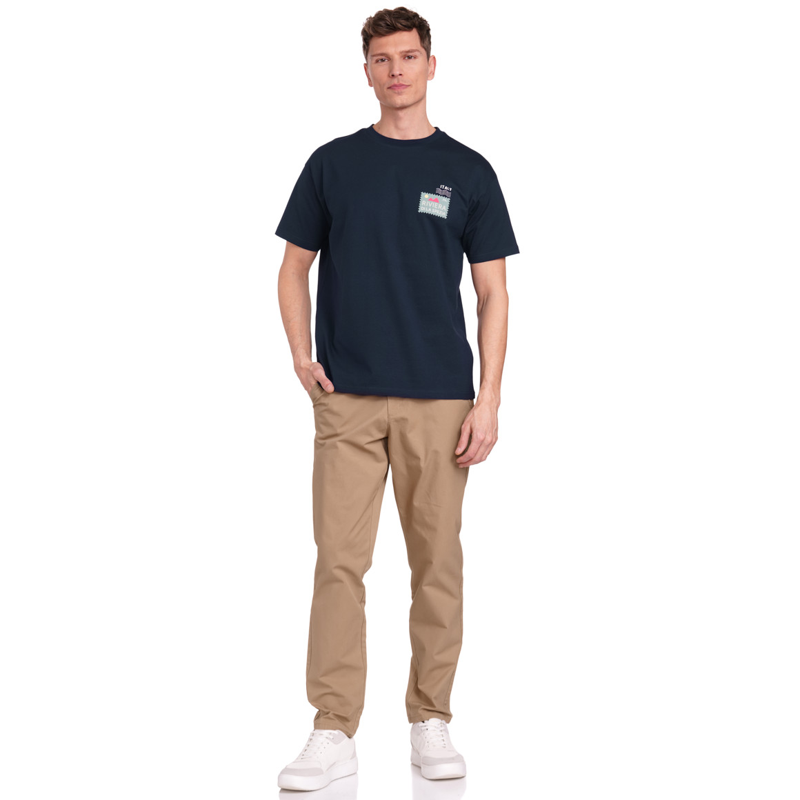 Jonas Nielsen Herren T-Shirt mit Backprint dunkelblau
