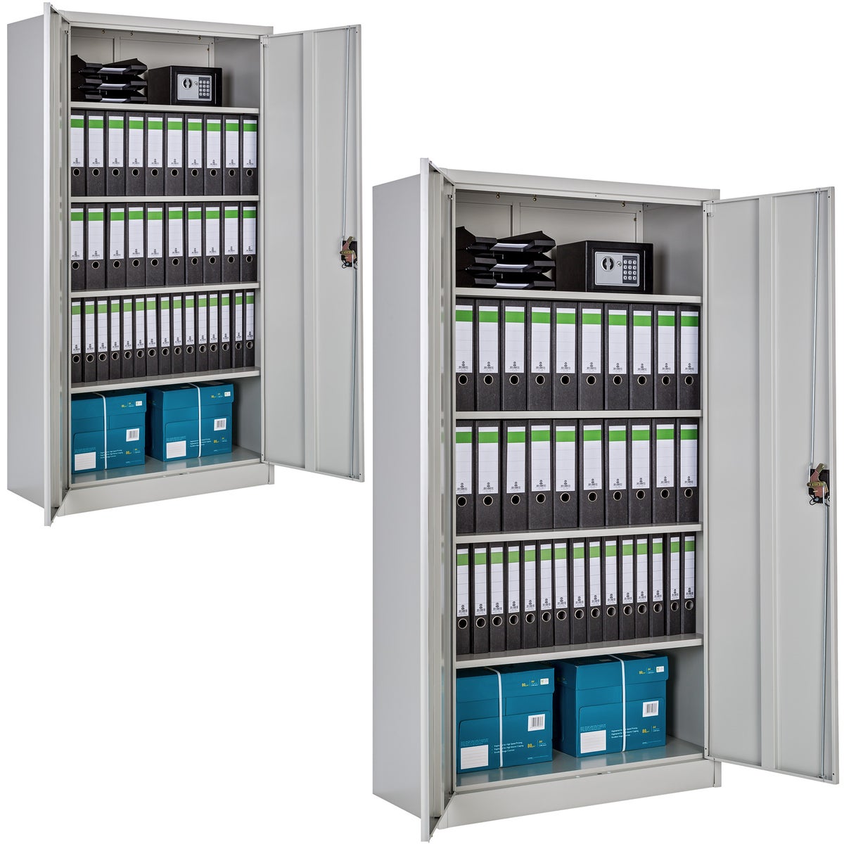 Set van 2 tectake archiefkasten van gepoedercoat staal, 180 x 90 x 40 cm