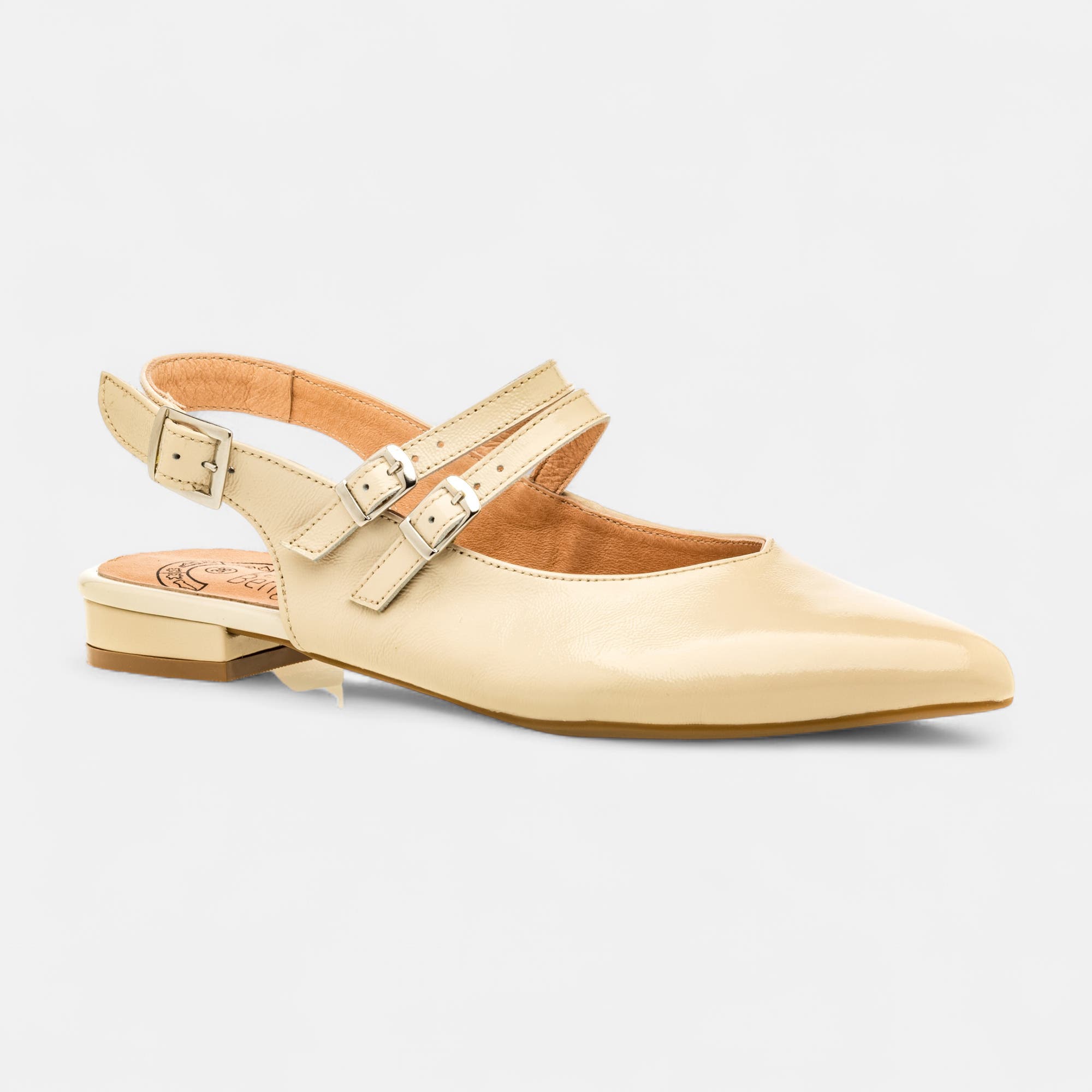 Escarpins avec bride arrière Femme en cuir beige