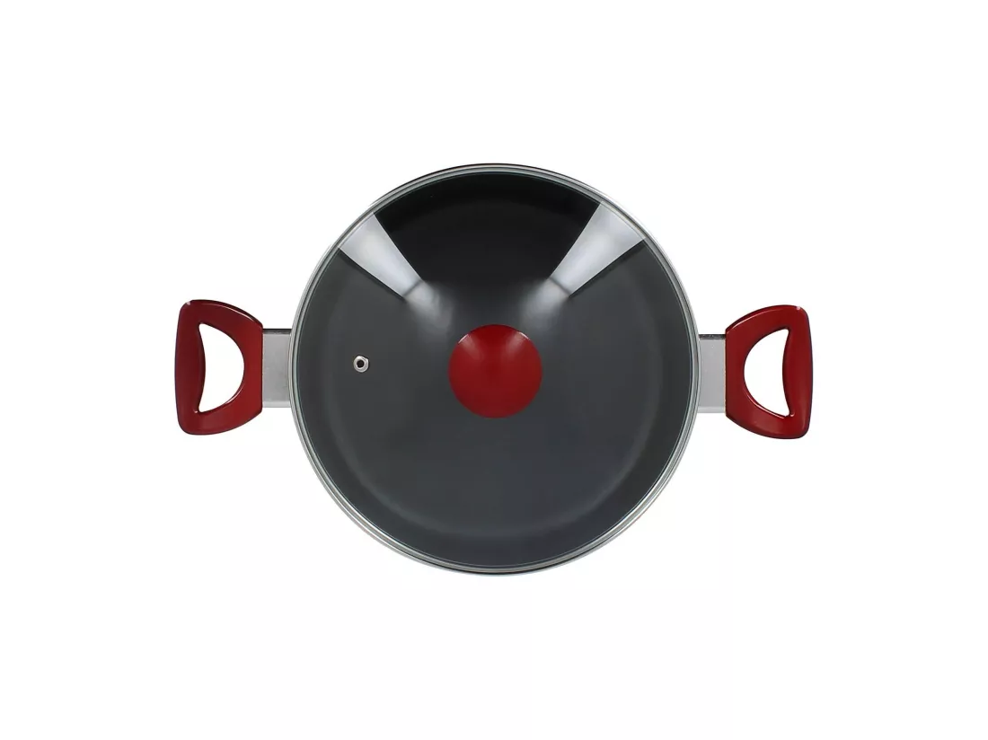 Menastyl - Faitout 24 Cm Avec Couvercle Verre Cerise Induction