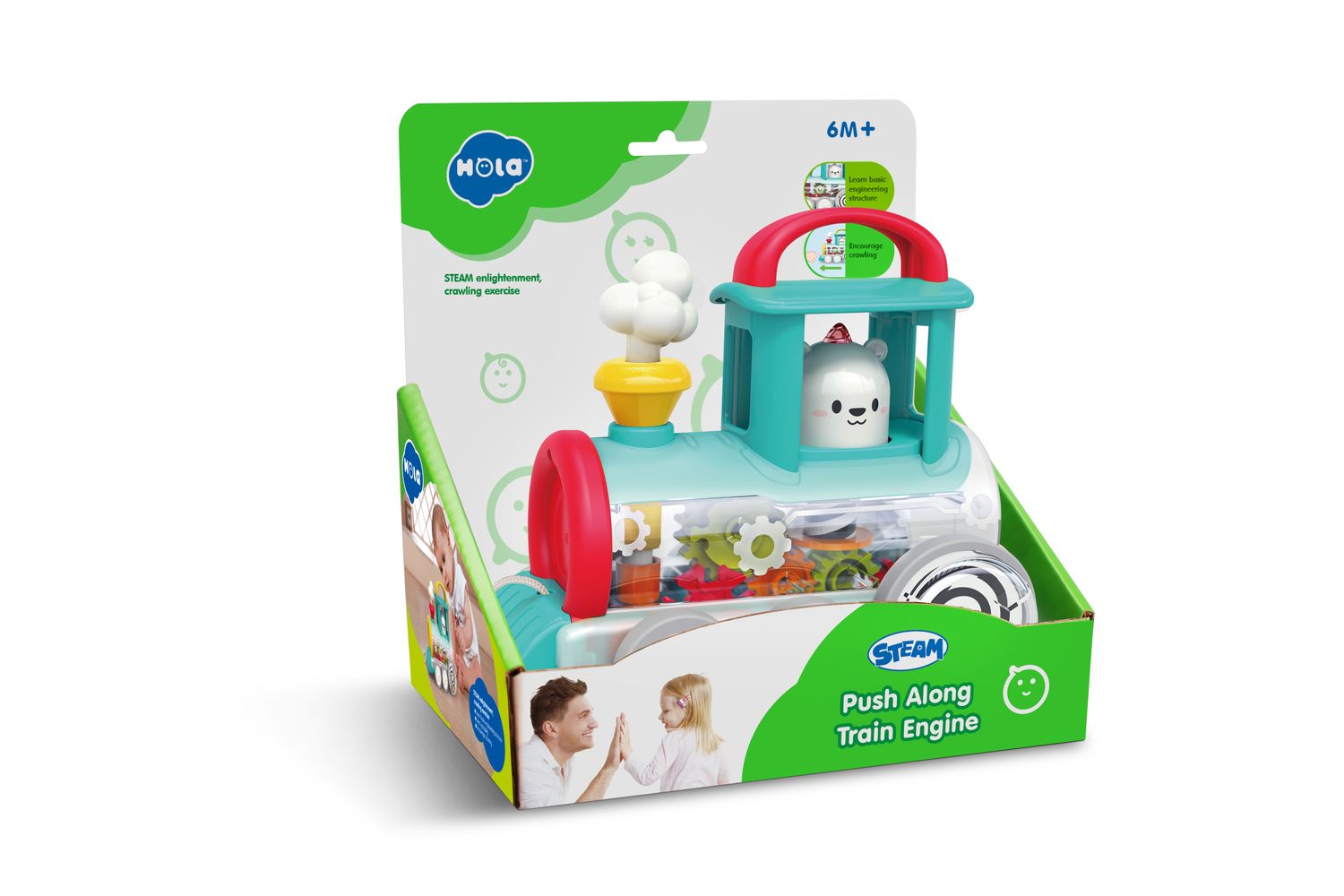 Moni Kinder-Nachziehspielzeug Zug E7995A, Räder, Ziehschnur, Motorikspielzeug bunt