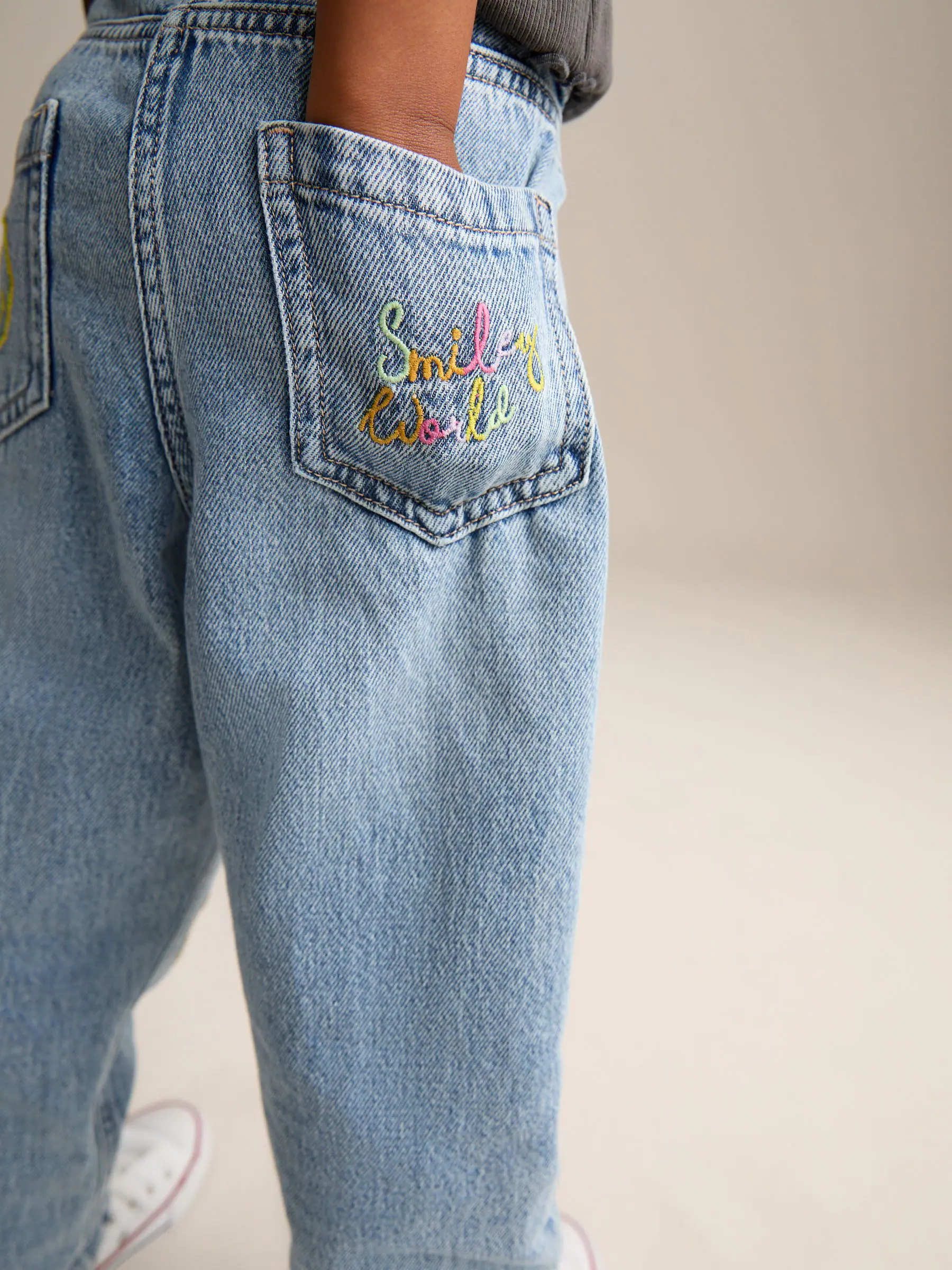 Normaal blauw - SmileyWorld® 100% katoenen mom jeans (3-16jaar)