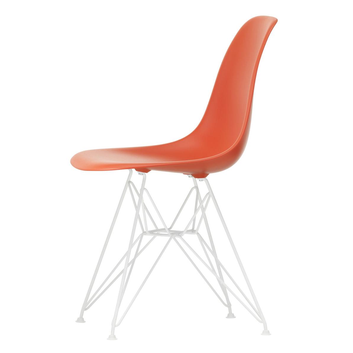 Eetkamerstoel DSR RE wit onderstel poppy red