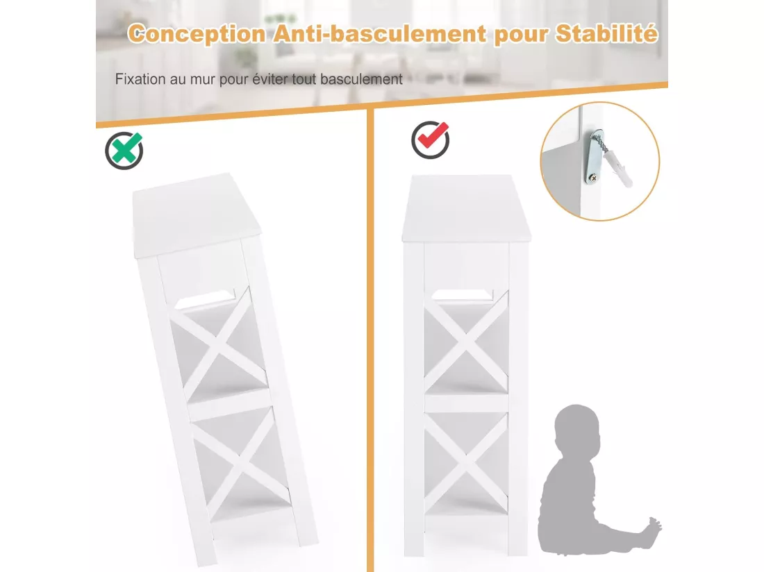 Table de Console à 3 Niveaux, Console Meuble avec Tiroir et 2 Étagères de Rangement de Motif en X, Console Entrée pour Couloir, Salon, Entrée, 100x30x80CM (Blanc)