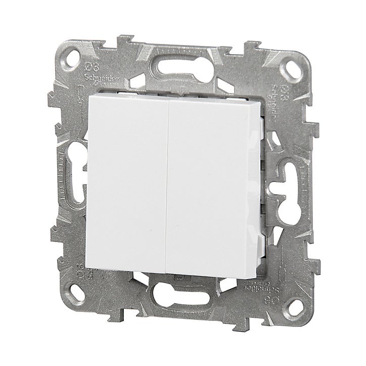 Mécanisme interrupteur double va-et-vient Schneider Electric Unica Déco blanc