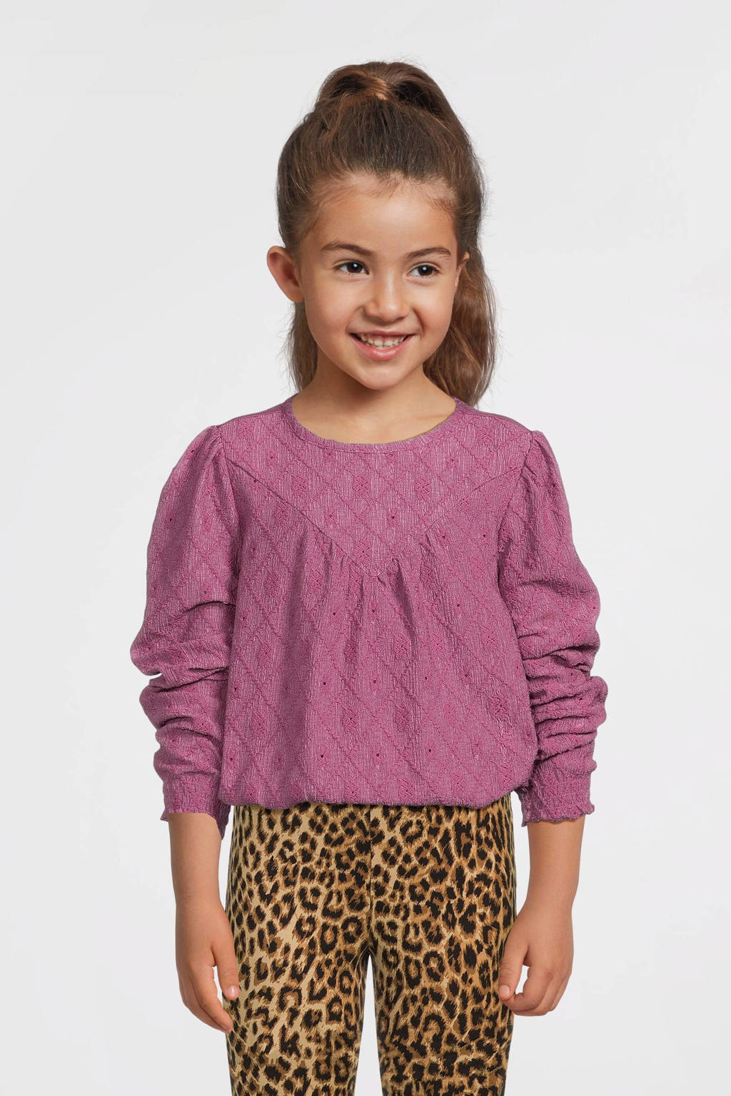 LOOXS kantentop met all over print paars
