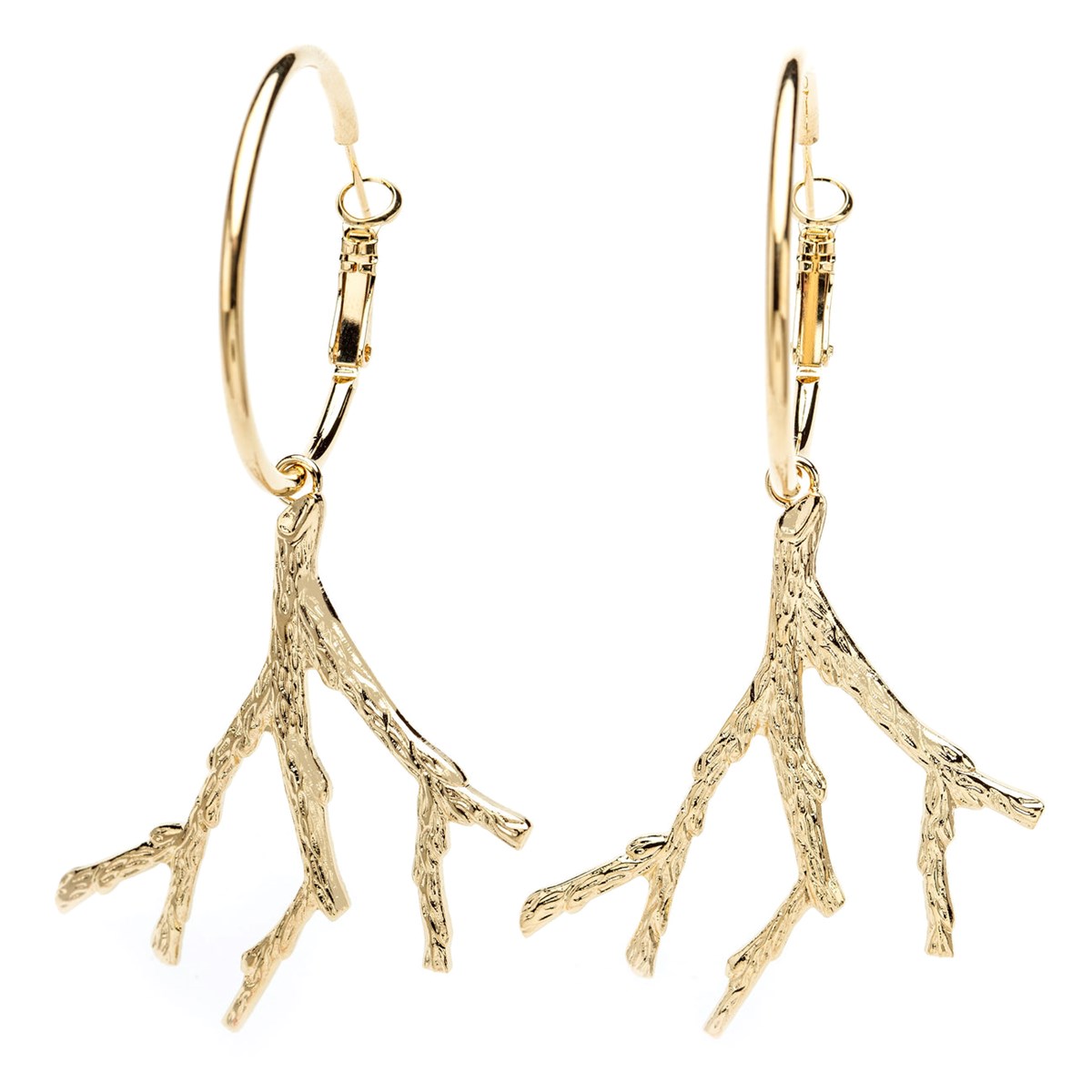 petites boucles d'oreilles créoles corail doré à l'or fin - PALLAS