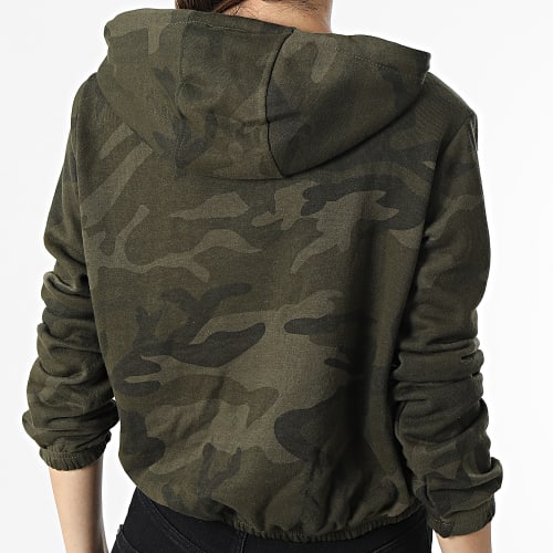 Sweat Capuche Femme Crop TB1636 Vert Kaki Camouflage