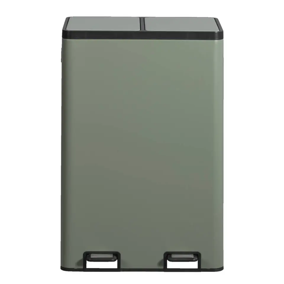 Pedaalemmer Duo - groen - metaal - 60 liter
