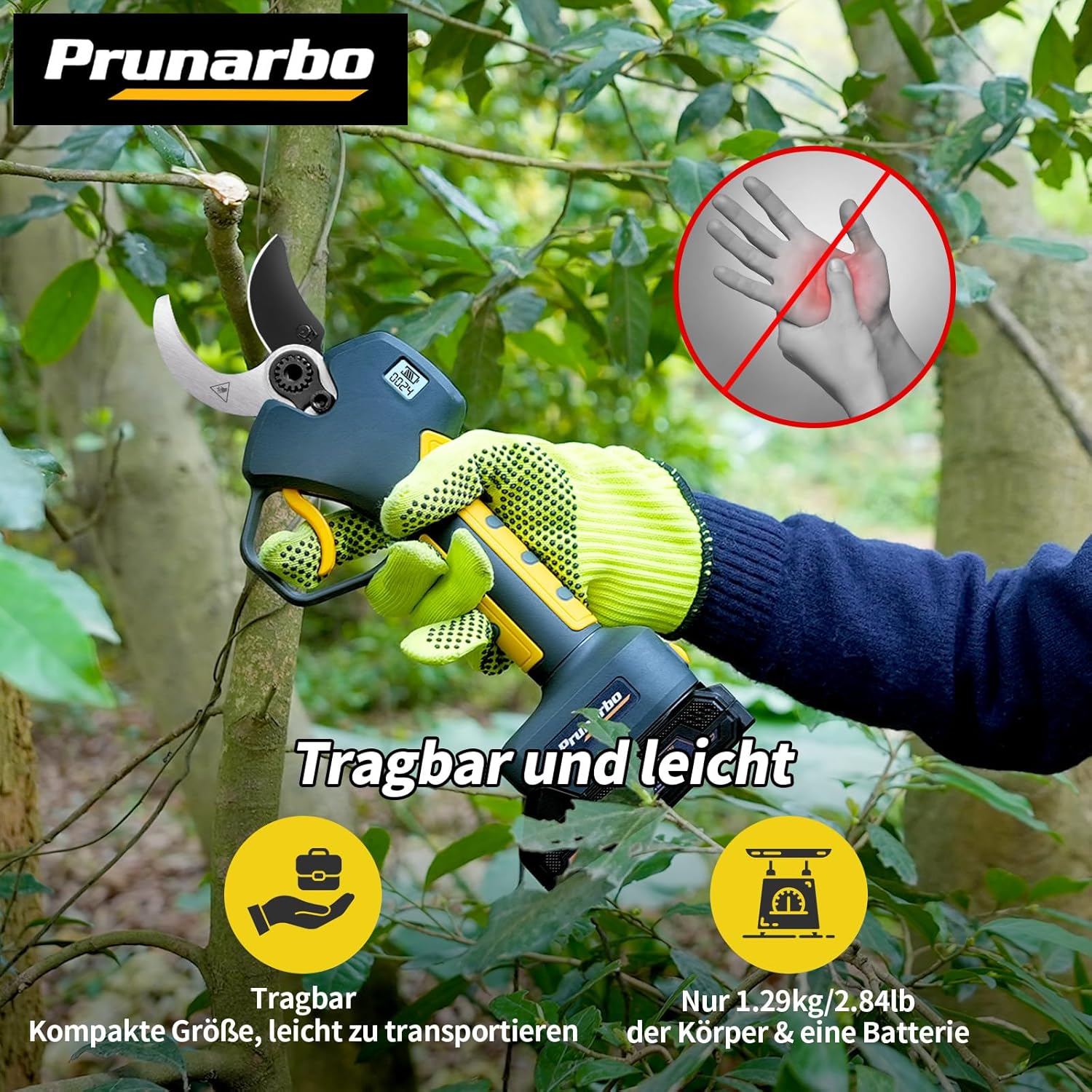 40mm Akku Astschere Elektrische Gartenschere Kompatibel mit Makita 18V Akku (ohne Akku und Ladegerät) Schere Bürstenloser Motor für Garten, Äste und Obstbäume (PR-E40-Body)