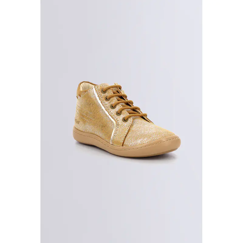 KICKPINNS BEIGE METALLISE BOTTINES Cuir  Fille