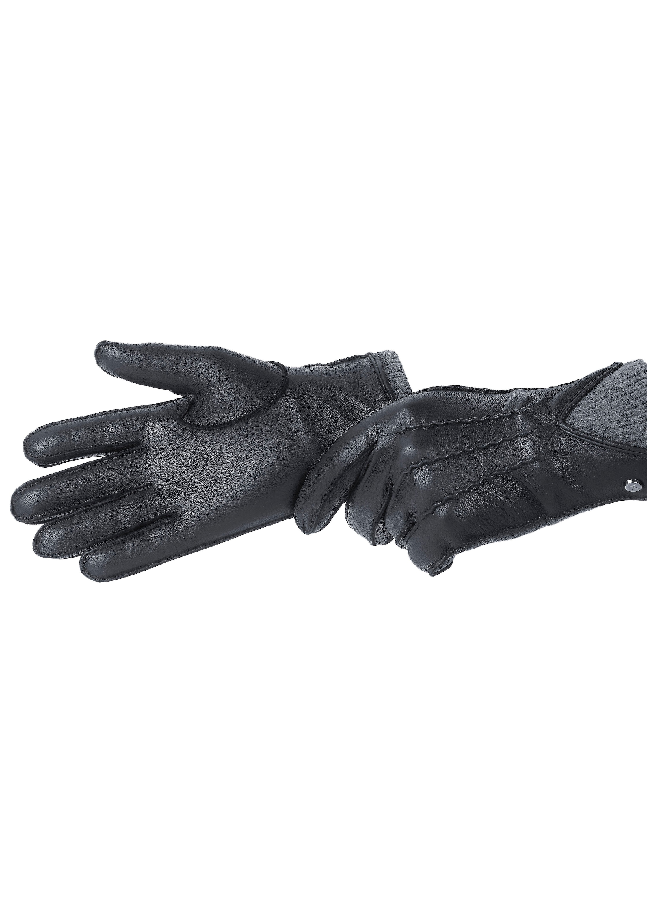 PEARLWOOD Lederhandschuhe »John«, Elastischer Bund mit dekorativer Ziernaht