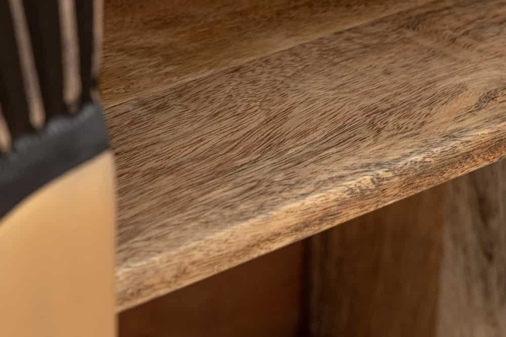 Massives Sideboard SOLARIS 180cm schwarz gold Mangoholz 3D-Design