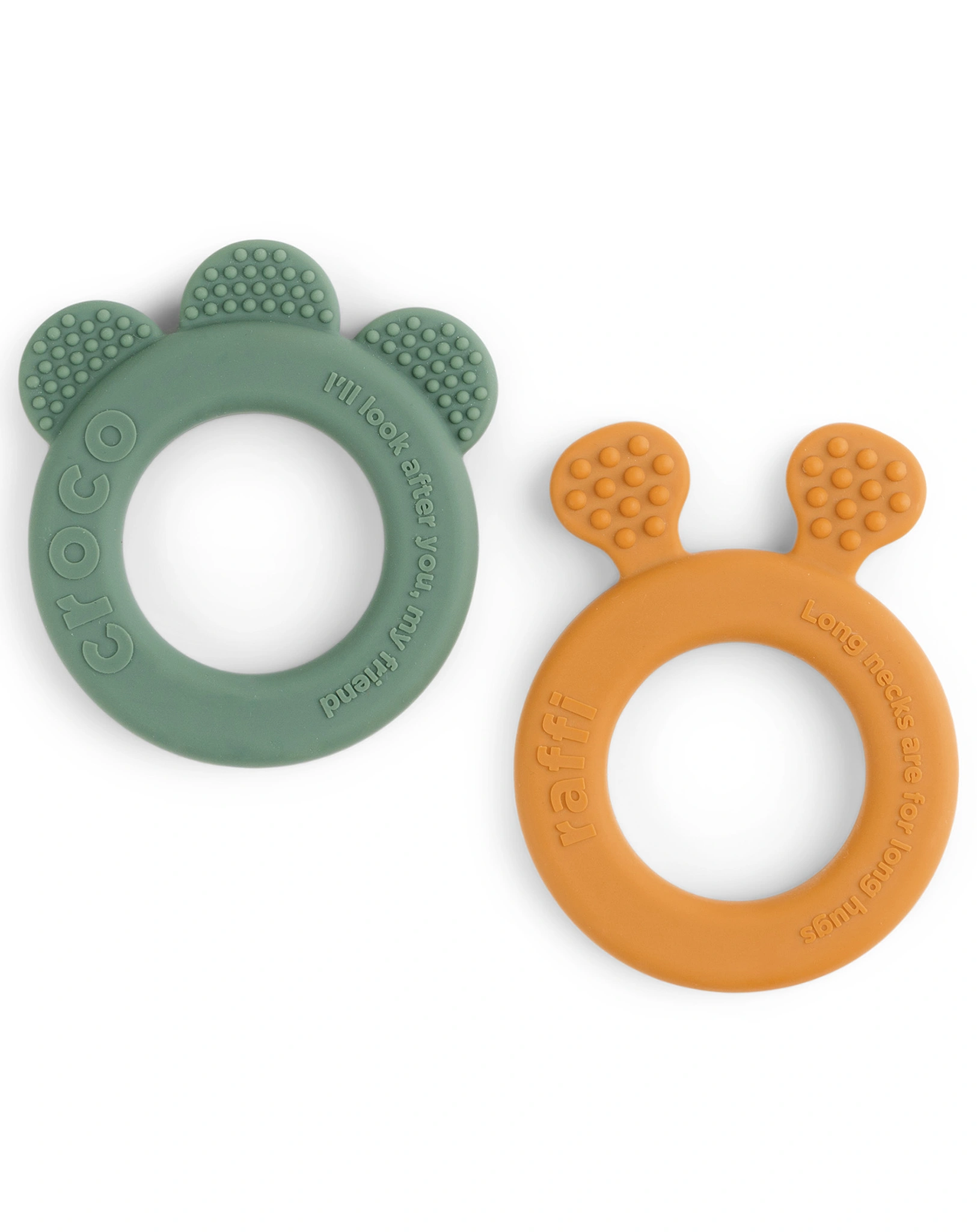 Beißring DEER FRIENDS 2er Pack in senfgelb/grün