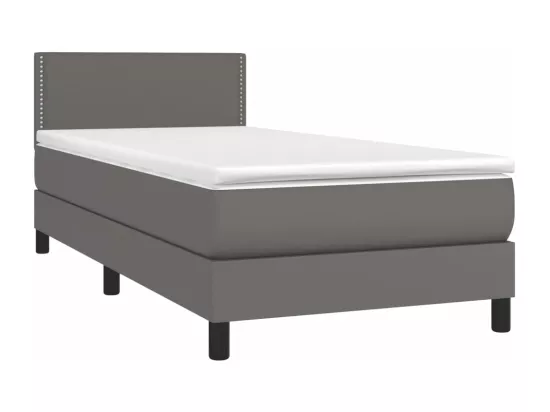 Sommier tapissier et matelas et LED Gris 90x190 cm Similicuir