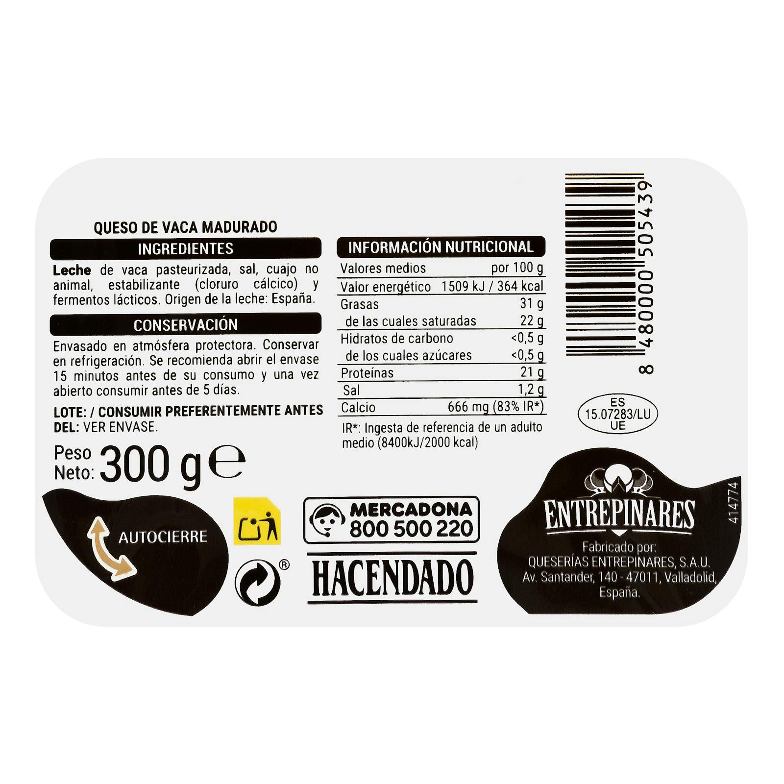 Tranches de fromage de vache à pâte molle Entrepinares