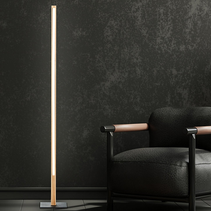 Lampe sur pied LED intégrée Arion métal noir et bois beige blanc chaud 14W IP20 L.120 x H. 186 cm Brillant