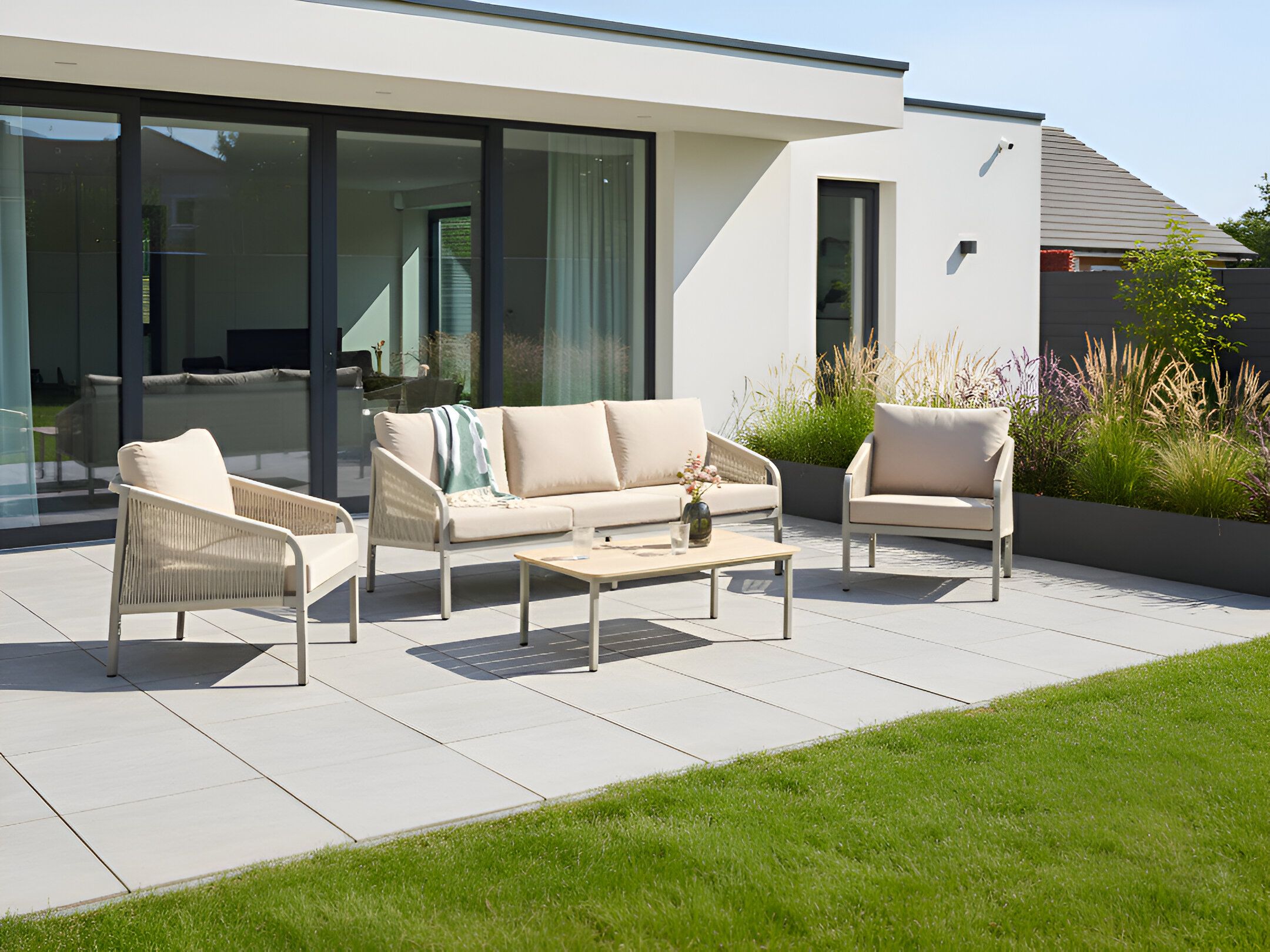 Beliani - MURATO - Loungeset 5-zits - Beige - Aluminium