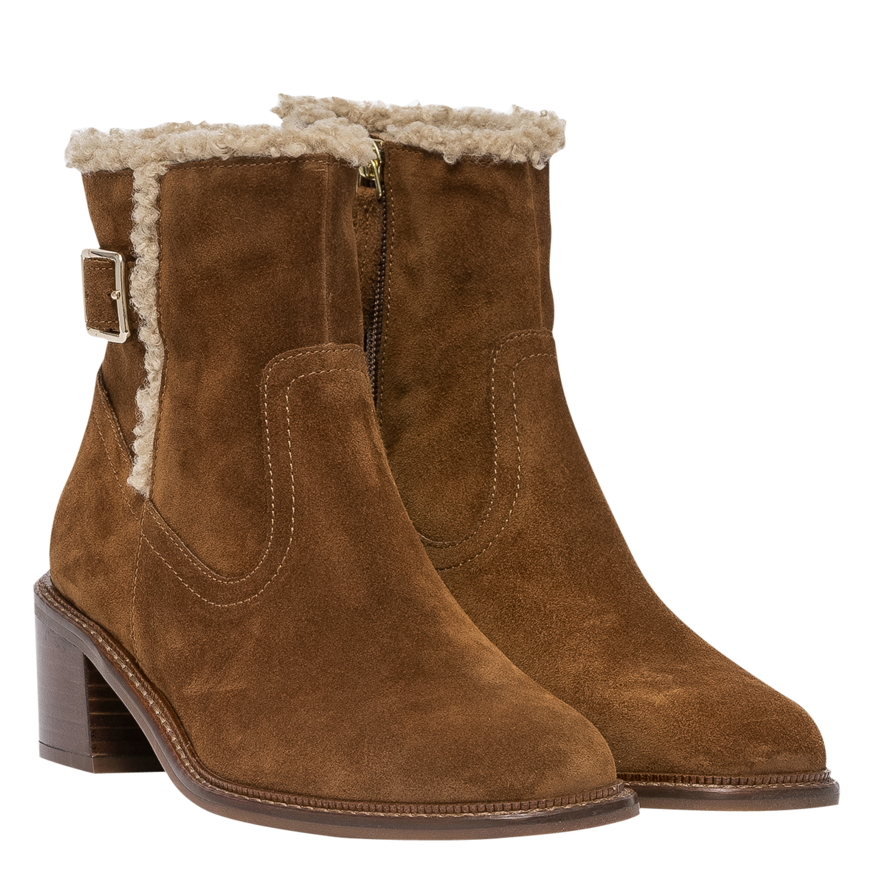 TALIA - Boots en cuir velours | Marron