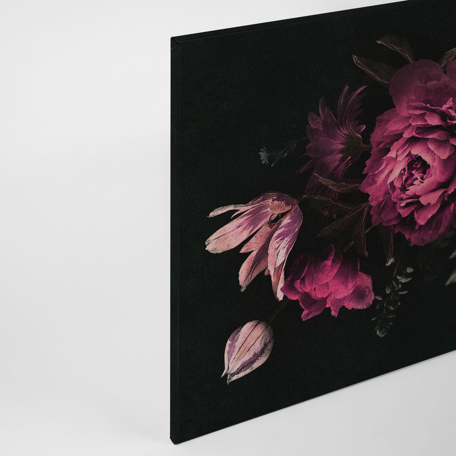 Leinwandbild BLÜTEN - pink-schwarz - 90x60 cm