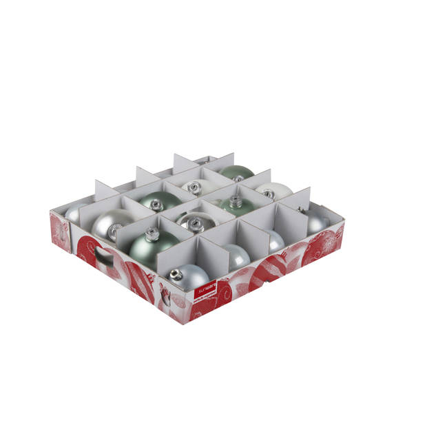 Kerst opbergbox Nesta 45L met trays voor 64 ballen - transparant grijs