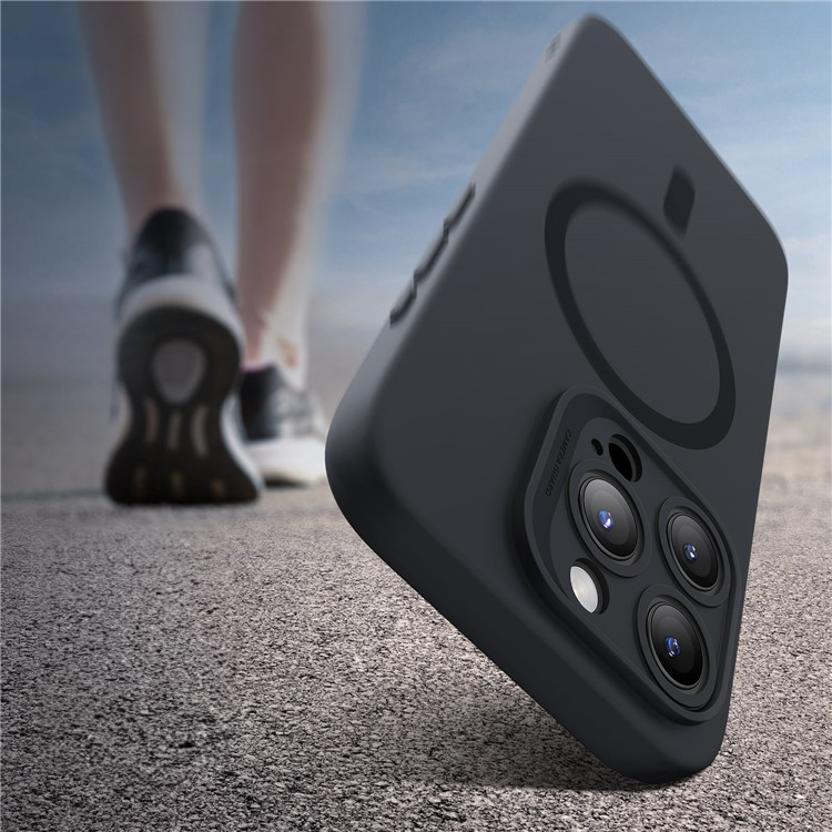 iPhone 15 Pro Max Cloud Series MagSafe Silikon Case Hülle mit Kameraschutz - Schwarz
