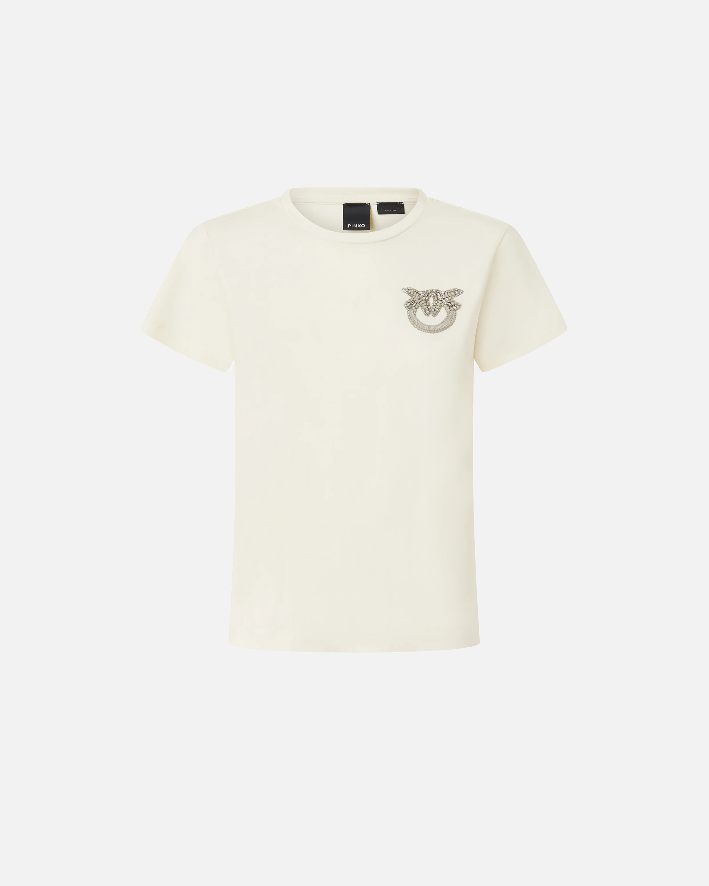 T-shirt à manches courtes avec broderie bijou love birds | Blanc
