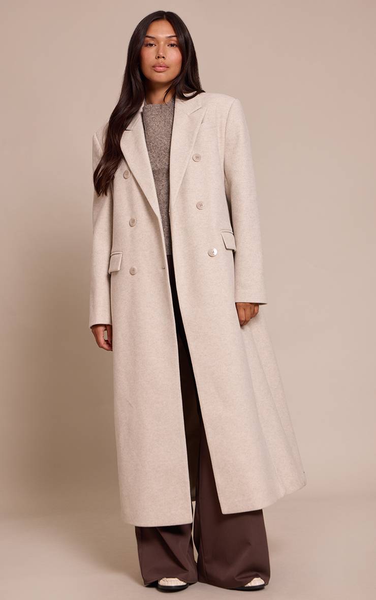 Gris Clair Manteau Structuré Oversized À Double Boutonnage