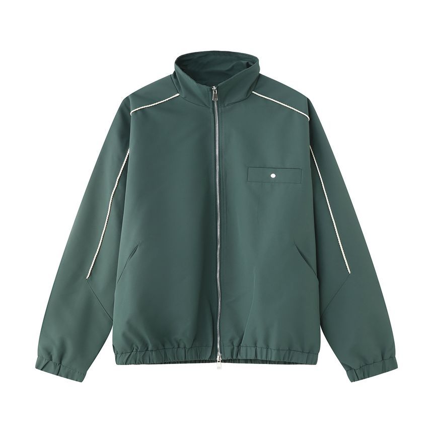 FAERIS - Gestreept jack met rits / Wijde broek met middelhoge taille