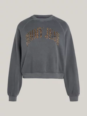 Moletom Relaxed com Estampa de Leopardo e Logo Curve