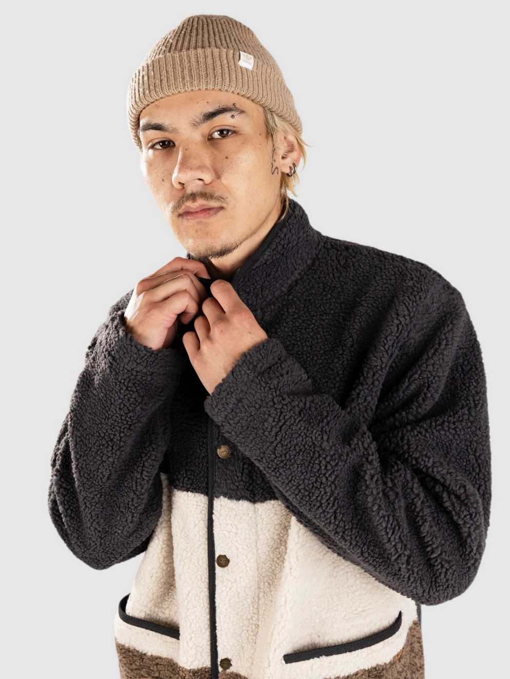 RVCA Westwood Snap Fleece Jacket dark khaki