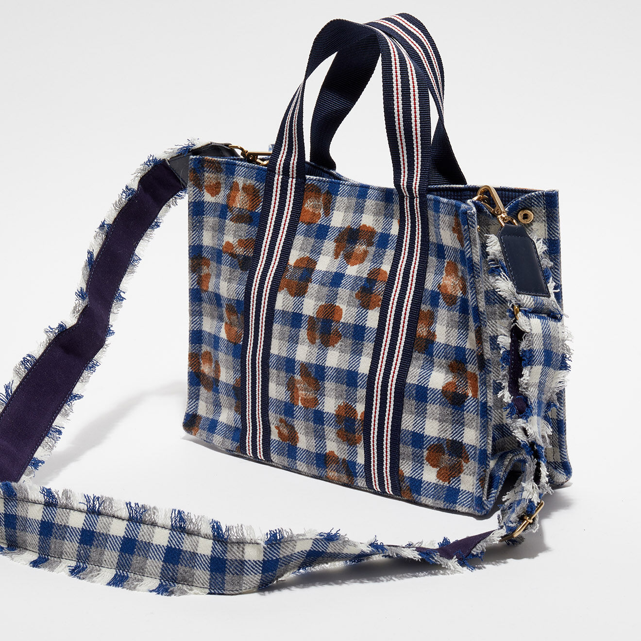 Inouitoosh Petit Sac Cabas nomade 100% Laine Léone bleu/camel  - 33x24x12 cm