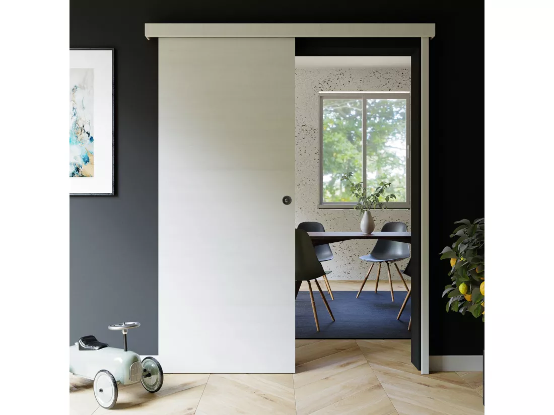Porte Coulissante avec Rail + Serrure - Helsinki 83 cm