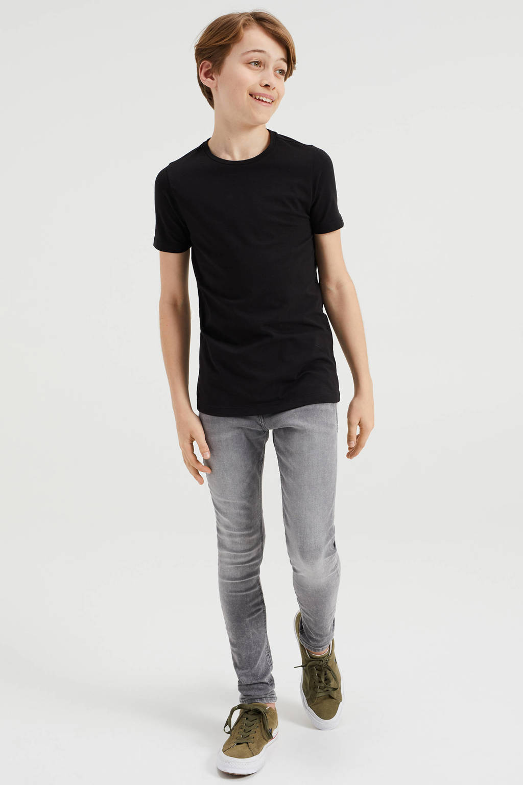WE Fashion basic T-shirt - set van 2 zwart