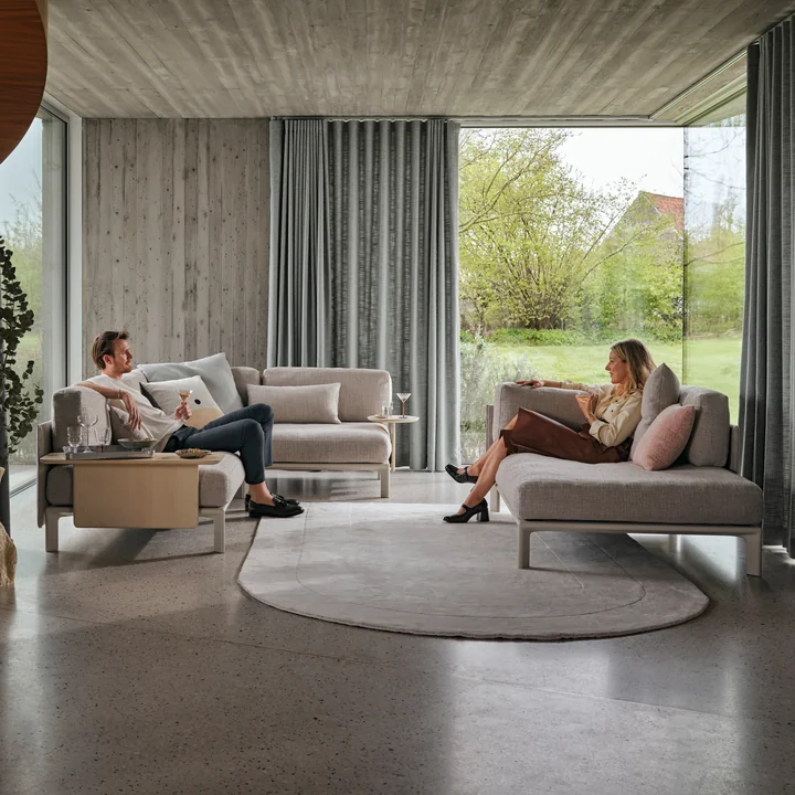 Vitra - Anagram flexibles Modul-Sofa, 190 x 95 cm, inkl. Kissen 65 x 55 cm, kreide / kiesel melange (Dumet 06)
