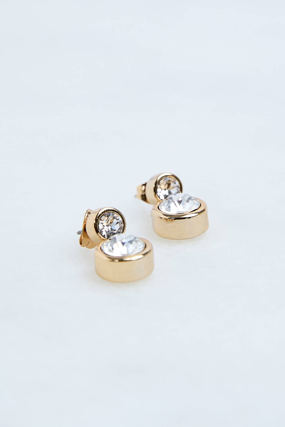 KarenMillen Boucles d'oreilles pendantes solitaires en cristal européen, plaquées or 14kt et faites à la main