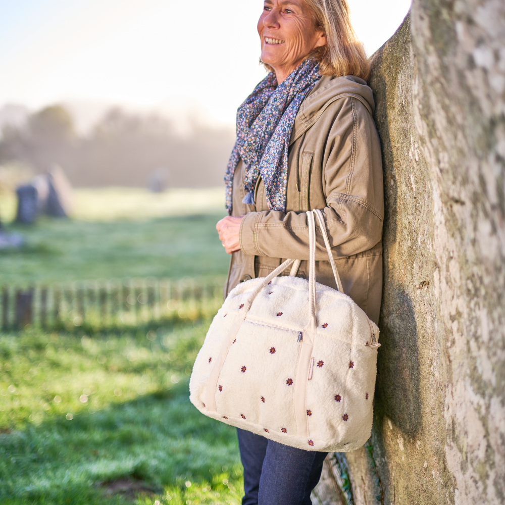 Sac Bowling Moumoute Ivoire Fleurie